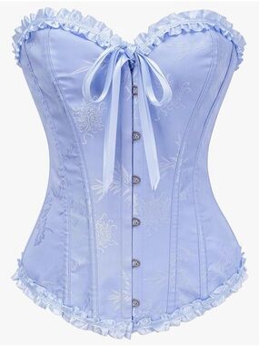 Purple / Sky Blue Satin Lace-Up Corset Bustier - Women Intimates